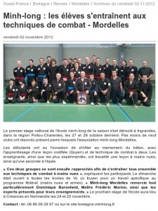 Article Ouest France 2nov2012