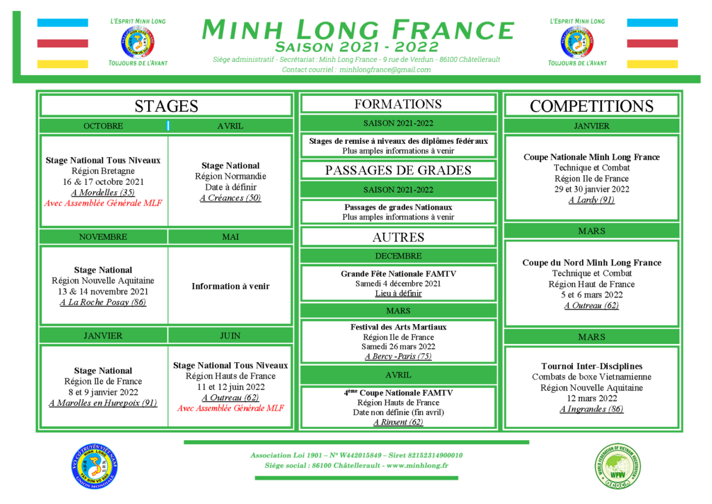 calendrier previsionnel