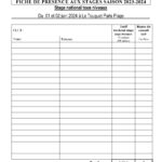 Fiche d'inscription participants au stage