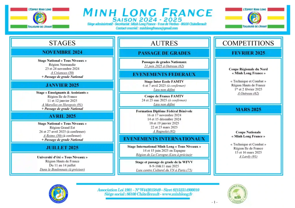 Calendrier prévisionnel MLF saison 2024-2025 maj 2025-04