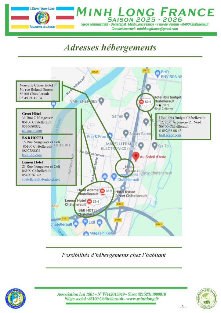 Carte des hébergements hôtels 86100 Châtellerault
