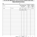 Fiche inscription stage tous niveaux