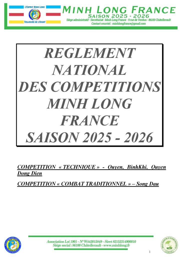 Règlement des compétitions Minh Long France 2025/2026